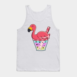 Flamingo with Mug of Juice & Drinking straw Tank Top